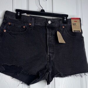 Levi's Black Distressed 501 Jean Shorts